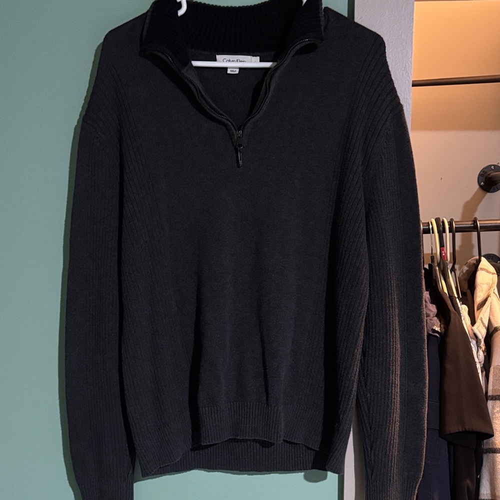 Calvin Klein Men's Black Zip-Up Sweater